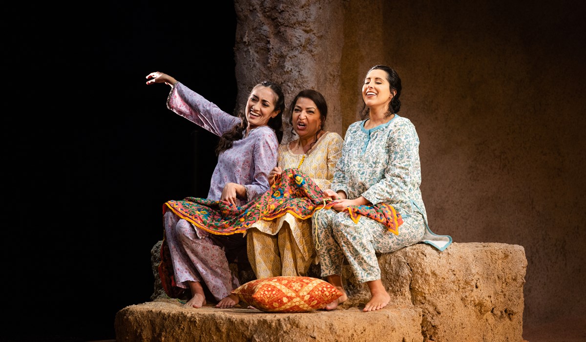Thumbprint _(2023) Leela Subramaniam as Annu, Indira Mahajan as Mother, and Samina Aslam as Mukhtar Mai | Photo by Christine Dong_