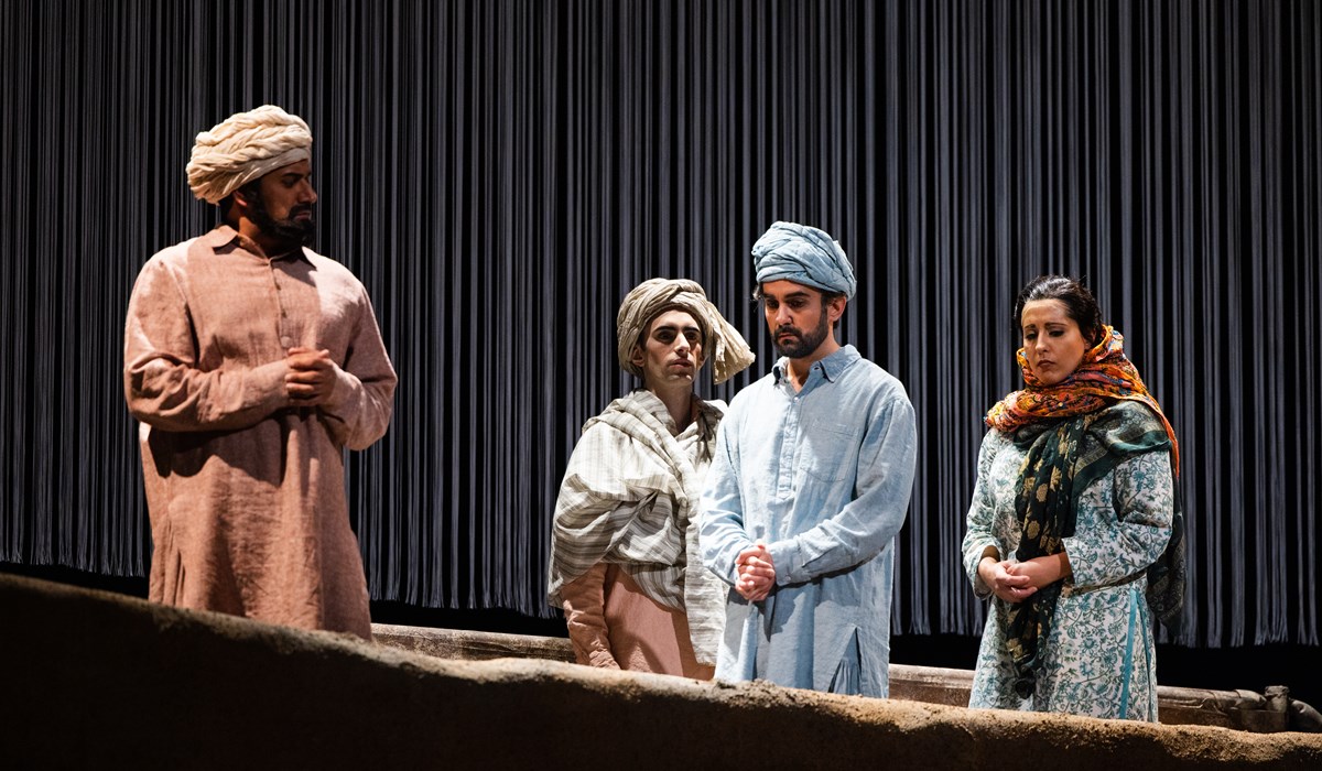 Thumbprint _(2023) Alok Kumar as Faiz, Omar Najmi as Mastoi, Neil Balfour as Father, and Samina Aslam as Mukhtar Mai | Photo by Christine Dong_